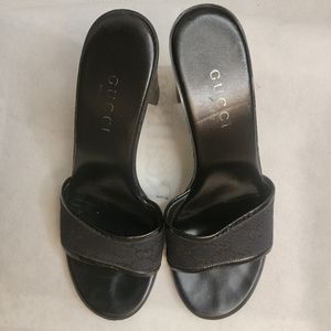 GUCCI sandals GG canvas canvas ?~ leather Authentic used